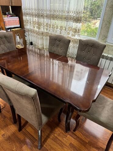 taxta stol stul satiram: Qonaq otağı üçün, Dördbucaq masa, 6 stul — 1