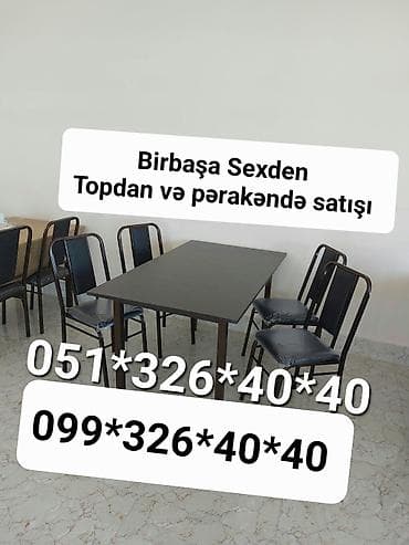 ev stolu: Mətbəx üçün, Yeni, Açılan, Dördbucaq masa, 4 stul — 3