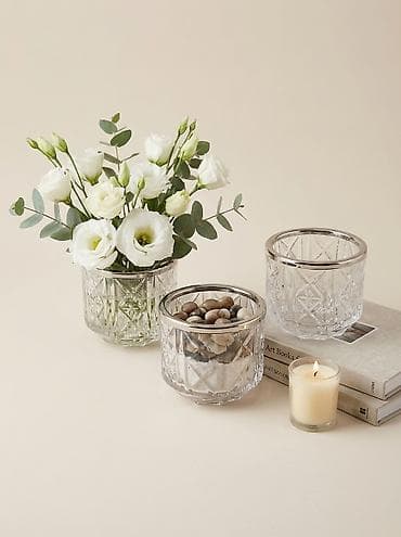 Xrustal dekorativ qab – metal kənarlı - Material: qalın, şəffaf