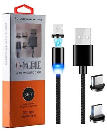 maqnit telefonlar: X-CABLE metal magnetic cable. Maqnit USB-dir. 3 başlıdır yəni həm — 4