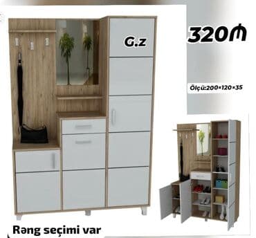 Düz dolab, Dəhliz üçün, Ayaqqabı üçün, Açılan, Korpuslu, 5 qapı