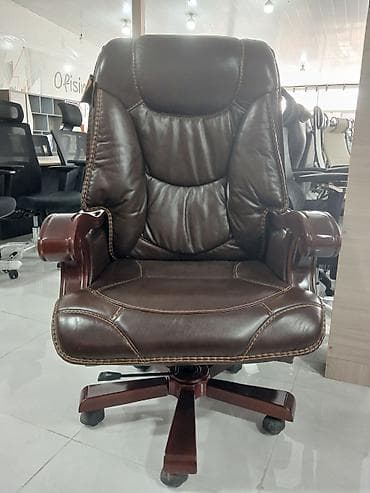 mebel servant: Ofis kresloları – müxtəlif modellər - Direktor tipi dəri kreslo (tünd — 3