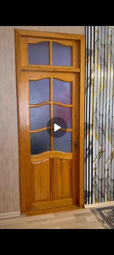 taxta pataloq: Taxta otaq qapısı – şüşəli, dekorativ panelli - Material: təbii ağac — 2