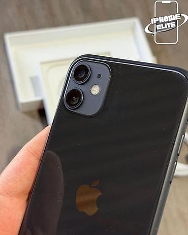 Мобильные телефоны и аксессуары: IPhone 11, 128 ГБ, Черный, Гарантия, Беспроводная зарядка, Face ID — 7