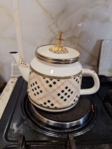 İşlənmiş, rəng - Ağ, Dəm caydanı, Farfor, 1 l, Azərbaycan