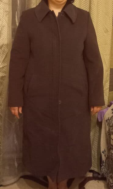 böyük bədən kurtka: Qadın uzun palto - Rəng: tünd bənövşəyi/qəhvəyi ton - Model: Klassik — 2