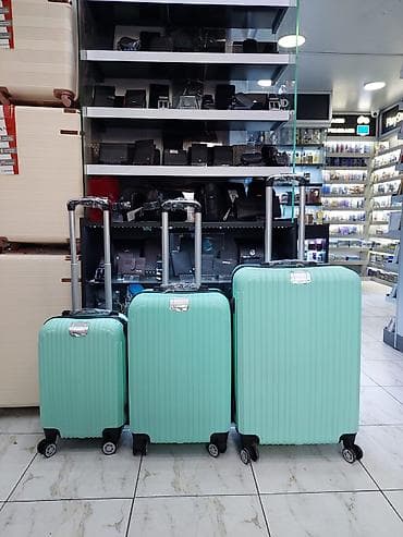 Sərnişin çamadan dəsti – 3 ölçüdə, mentol rəngdə - Dəst: 3 ədəd sərt