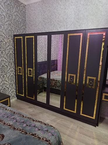 Yeni, 6 qapı, Güzgülü, Rəngli, Digər material, Açılan, Düz dolab — 1