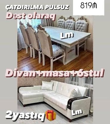 kunc divan desti: Divan + Masa dəsti Sifarişlə hazırlanır. Dəst şəkildə : 819₼ Divan — 1