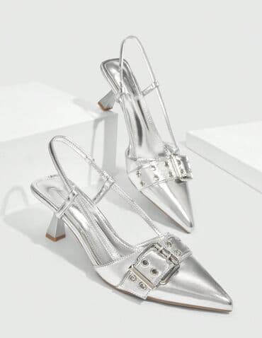 женские туфли с ремешком: Туфли, Размер: 36, цвет - Серый, Новый — 1