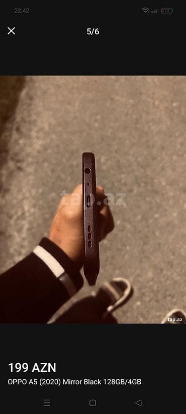 5g modem router: Oppo A5, 128 GB, rəng - Qırmızı, Barmaq izi — 3