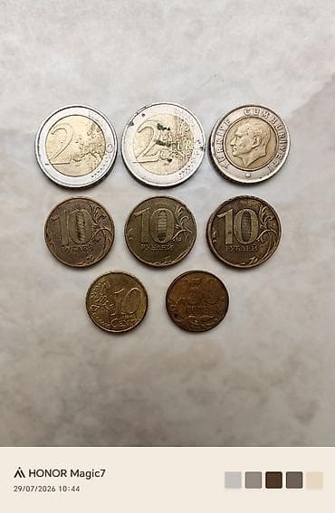 saatlar type 1: 2001ci ilə aid 2EURO və 2002ci ilə aid 10EURO CENT 50kuruş(Türk — 1