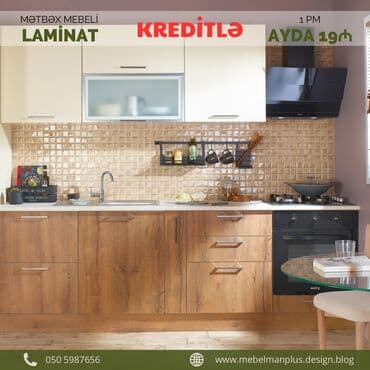 əncir cemi: Sifarişlə mətbəx dəsti, Özü çəkən petlələr, Sadə laminat, Kredit var, Pulsuz çatdırılma — 6