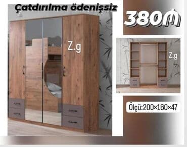 тканевый шкаф бишкек: *Dolab 4 Qapılı 💫 380Azn* ✔️Materialı Rusiya Laminatı 18/lik *✔️Rəng — 1