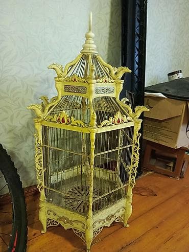 Heyvanlar üçün mallar: Dekorativ “fantaziya” üslubunda işlənmiş quş qəfəsi - Material: metal — 2
