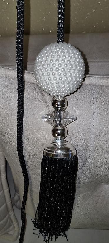 bos salvar modelleri: TƏZƏDİR Pərdə bağlama dekoru – püsküllü - Rəng: qara (parıltılı — 2