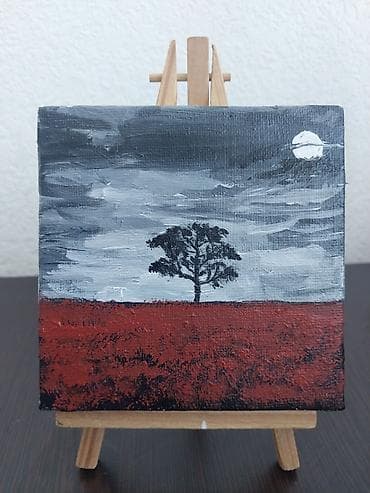Akril tablo – miniatür peyzaj - Texnika: akril boyalar, kətan panel