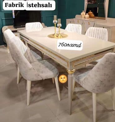 tulpan gul qiymetleri: Qonaq otağı üçün, Yeni, Açılan, Dördbucaq masa, 6 stul — 1