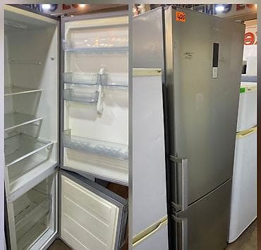 İki qapılı soyuducu (aşağıda dondurucu), paslanmayan polad rəngində