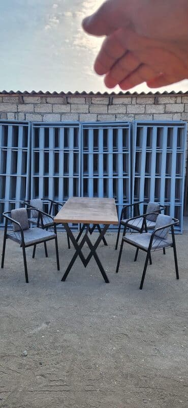 стол для балкона: Для гостиной, Новый, Нераскладной, Квадратный стол, 4 стула — 10