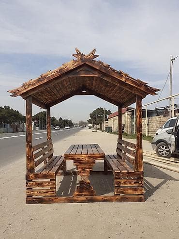 metbex ucun asma tavanlar: Dördbucaq masa, 6 stul, Açılmayan, Skameykalar ilə, Taxta — 1