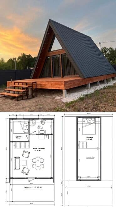 Няни, сиделки: H&H DOORS A-Frame tipli modul ev/proyekt - Memarlıq: A-formalı — 7