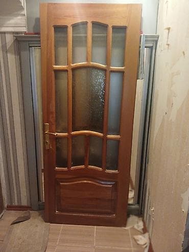 otag gapıları: Şüşəli taxta otaq qapısı - Material: təbii ağac (ağac naxışlı, laklı — 2