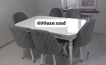 stol ustul: Mebel dəstləri və ayrıca məhsullar 1) Yemək masası + 6 ədəd stul — 1