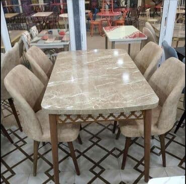 mərmər masa: Mətbəx üçün, Yeni, Açılan, Dördbucaq masa, 4 stul — 4