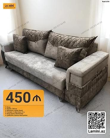 krep parca: La Mini – Divan (Kod: 6194) - Model: Açılan, bazalı divan - Ölçü: 230 — 1