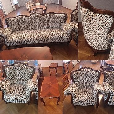 İşlənmiş, Klassik divan, Jurnal masası, 2 kreslo, Divan, Bazasız, Açılmayan