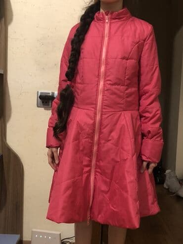 Qız uşaqları üçün isti qış plaşı/kurtkası - Rəng: parlaq çəhrayı -