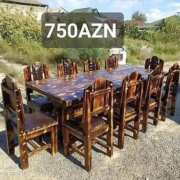 ustol ustul: Yeni, Dördbucaq masa, 4 stul, Açılmayan, Stullar ilə, Taxta, Azərbaycan — 3