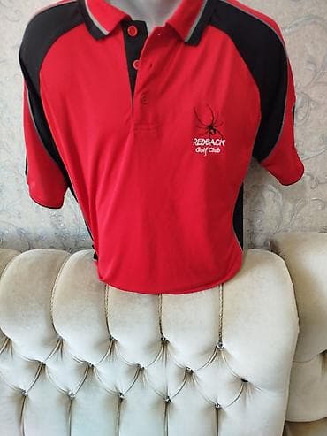 Redback Golf Club polo köynəyi - Rəng: qırmızı, qara və boz detallı - — 1