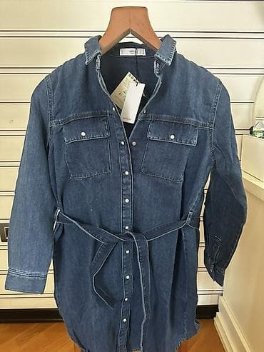 Mango denim köynək-don - Material: qalın denim (cins parça) - Rəng — 1