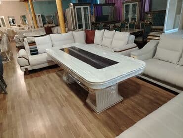 metbex oturacaqlari: Qonaq otağı üçün, Yeni, Açılmayan, Dördbucaq masa, 8 stul — 3