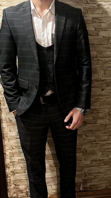 buraxilis geyimleri: Kişi kostyum dəsti – qara rəngdə, incə razmer 48 bey kostumu olub — 3