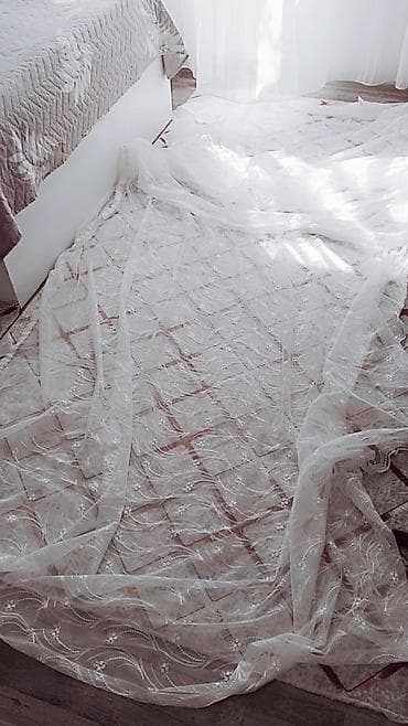 islenmis perde: İşlənmiş, Tül, rəng - Ağ, Ünvandan götürmə — 4