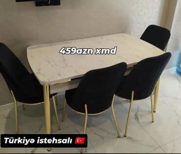 mərmər masa: Qonaq otağı üçün, Açılan, Dördbucaq masa, 4 stul — 2