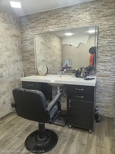 kombi skaf: Bərbər iş stansiyası dəsti - Geniş divar güzgüsü ilə tam komplekt iş — 2