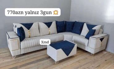 белый кожаный диван: Künc divan, Pufik, Bazasız, Açılmayan — 1