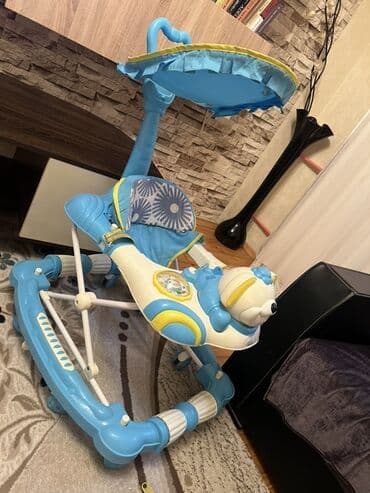 uwaq kalyaskasi type 1: Uşaq yeriməsi – mavi/ağ rəngdə, çoxfunksiyalı model - Musiqili panel — 2