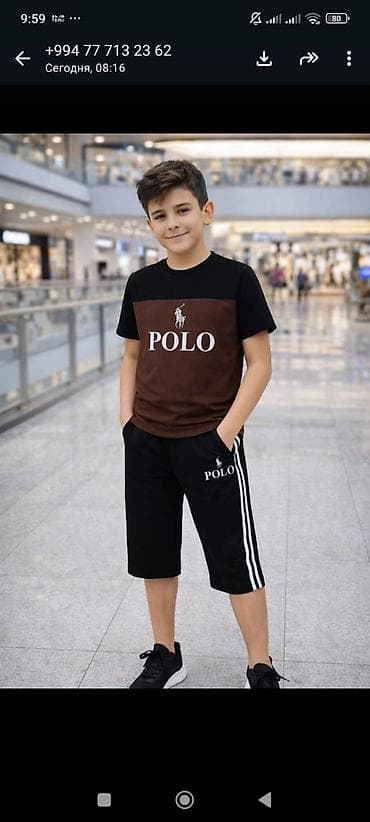 üst geyimləri: Uşaq idman dəsti – Polo loqolu - İki hissədən ibarət: qısaqol köynək — 2