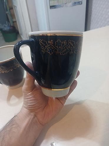 kul qabı: Fincanlar, rəng - Göy, Keramika, 2 ədədli dəst — 1