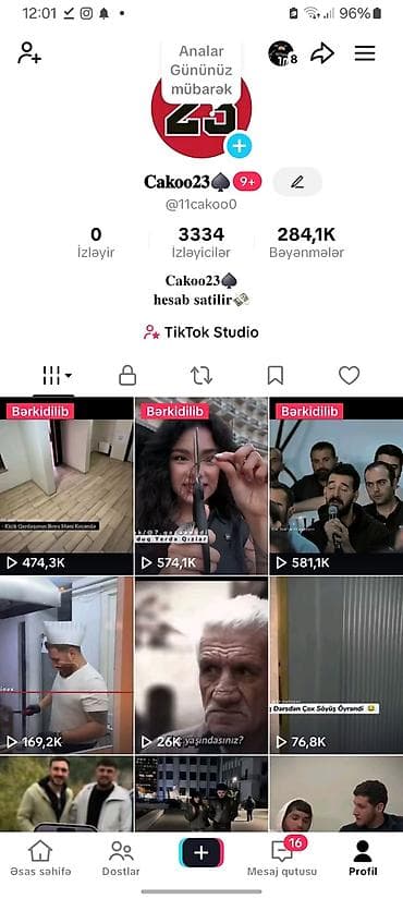 Satılır: TikTok hesabı - Platforma: TikTok - İstifadəçi adı