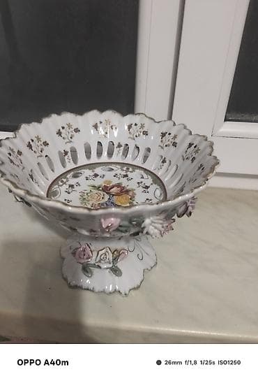 Qab-qacaq və mətbəx ləvazimatları: Porseleyn ayaqlı meyvə/qənd qabı - Material: yüksək keyfiyyətli — 1