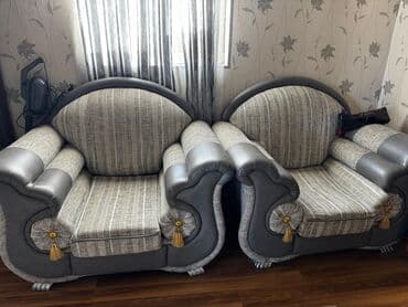 диван кресло бу: Диван, Б/у, Нераскладной, Без подьемного механизма, Ткань, Нет доставки — 1