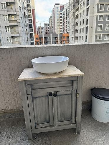 wkaflar: Vanna otağı üçün lavabo dolabı və üstəqoyma qab lavabo - Üst: təbii — 2