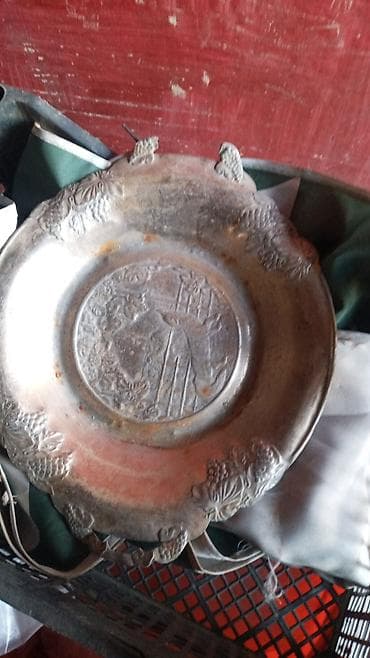 somavar: Antik mis samovar və bədii mis qab - Material: qalın mis (samovar) — 5