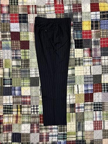 kişi eynəyi: Kişi klassik şalvarı – tünd göy rəngdə, incə şaquli zolaqlı — 7